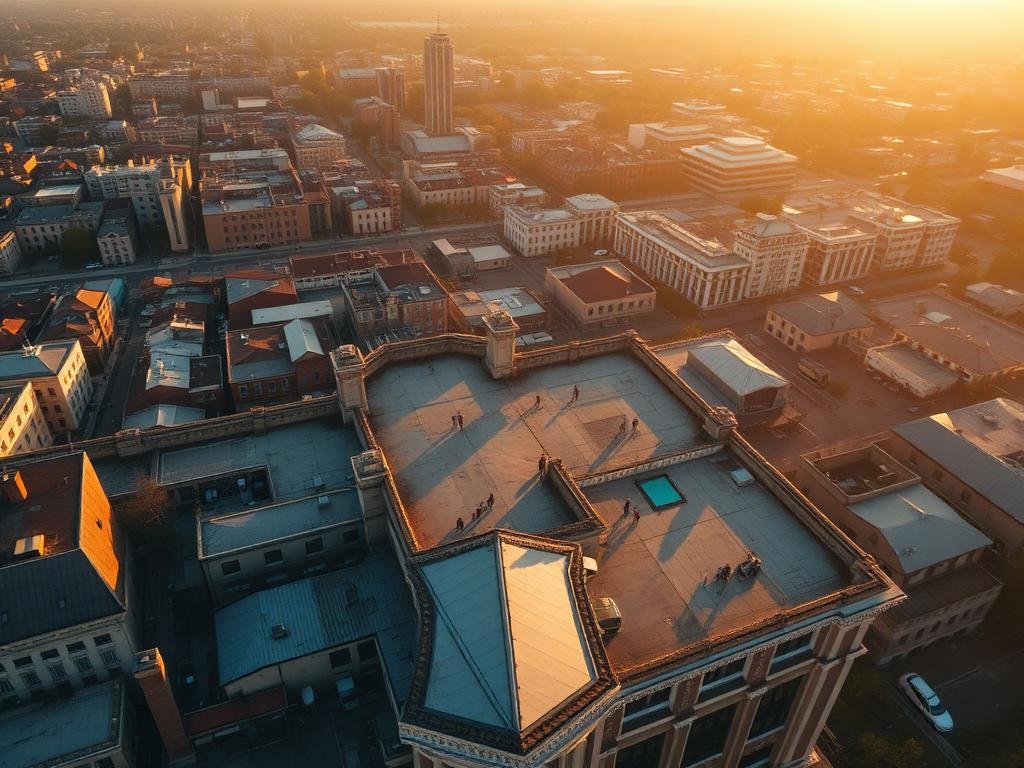 Rooftop property drone shoot